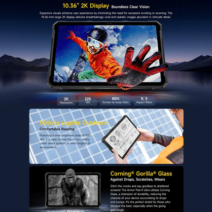 Tablet PC ultra resistente Ulefone Armor Pad 4, 10,36 pulgadas, Android 14, MediaTek Dimensity 6300 Octa Core, red 5G, enchufe de la UE, Armor Pad 4 Ultra