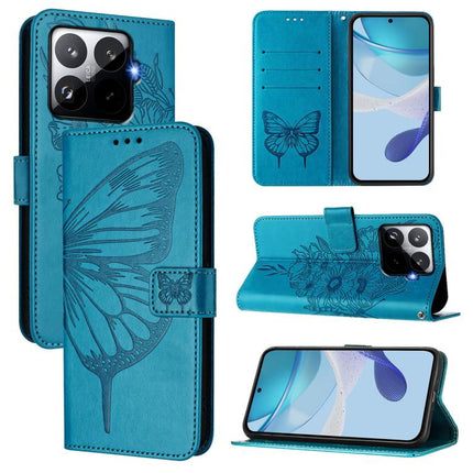 Embossed Butterfly Leather Phone Case, For Xiaomi 15T Pro 5G, For Xiaomi 15T 5G, For Xiaomi Civi 5 Pro 5G
