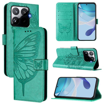 Embossed Butterfly Leather Phone Case, For Xiaomi 15T Pro 5G, For Xiaomi 15T 5G, For Xiaomi Civi 5 Pro 5G