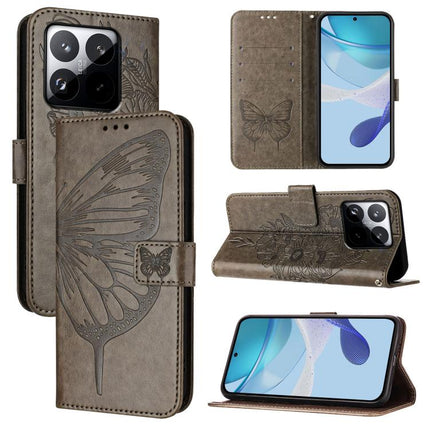 Embossed Butterfly Leather Phone Case, For Xiaomi 15T Pro 5G, For Xiaomi 15T 5G, For Xiaomi Civi 5 Pro 5G