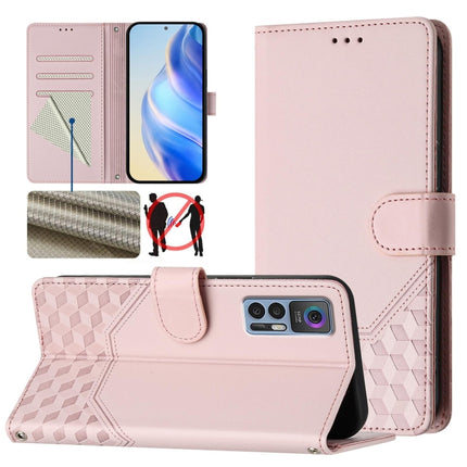 Honeycomb Embossing RFID Leather Phone Case, For TCL 30T, For TCL 30Z, For TCL 30 5G / 4G / 30+, For TCL 30 SE