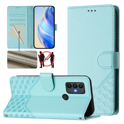 Honeycomb Embossing RFID Leather Phone Case, For TCL 30T, For TCL 30Z, For TCL 30 5G / 4G / 30+, For TCL 30 SE