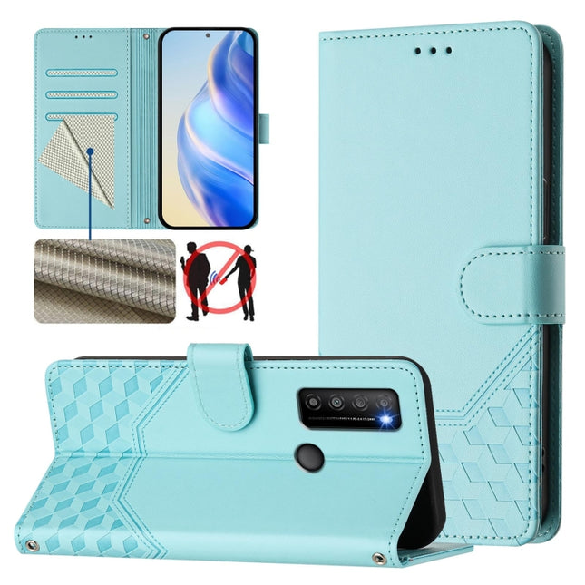 Honeycomb Embossing RFID Leather Phone Case, For TCL 30 XL, For TCL 305 / 306, For TCL Stylus 5G, For TCL 303