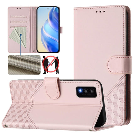 Honeycomb Embossing RFID Leather Phone Case, For TCL 30T, For TCL 30Z, For TCL 30 5G / 4G / 30+, For TCL 30 SE