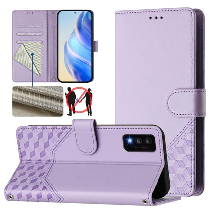 Honeycomb Embossing RFID Leather Phone Case, For TCL 30T, For TCL 30Z, For TCL 30 5G / 4G / 30+, For TCL 30 SE