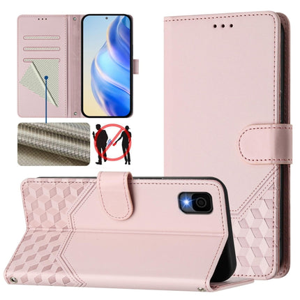 Honeycomb Embossing RFID Leather Phone Case, For TCL 30T, For TCL 30Z, For TCL 30 5G / 4G / 30+, For TCL 30 SE