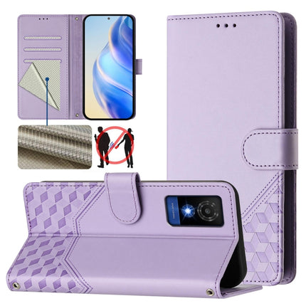Honeycomb Embossing RFID Leather Phone Case, For TCL 501, For TCL 505, For TCL 502, For TCL 405 / 406 / 408