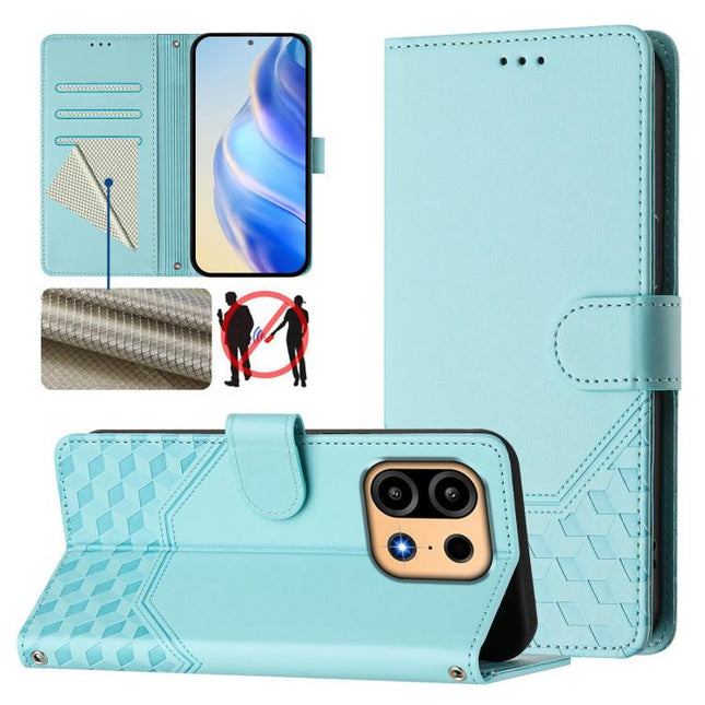 Honeycomb Embossing RFID Leather Phone Case, For OnePlus Turbo 6X Pro 5G, For OnePlus Turbo 6 / Turbo 6V, For OnePlus Ace 5 Ultra, For OnePlus Ace 5 Racing