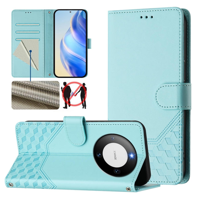 Honeycomb Embossing RFID Leather Phone Case, For Huawei Mate 60, For Huawei P60 Art, For Huawei P60 / P60 Pro, For Huawei nova Y90