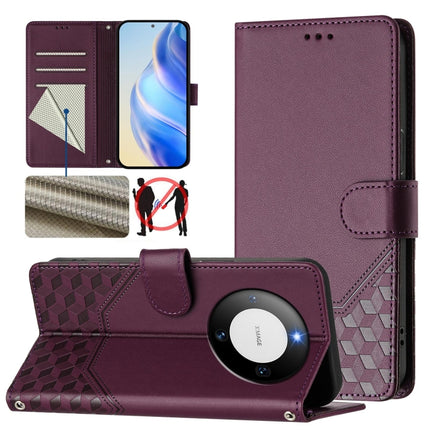 Honeycomb Embossing RFID Leather Phone Case, For Huawei Mate 60, For Huawei P60 Art, For Huawei P60 / P60 Pro, For Huawei nova Y90