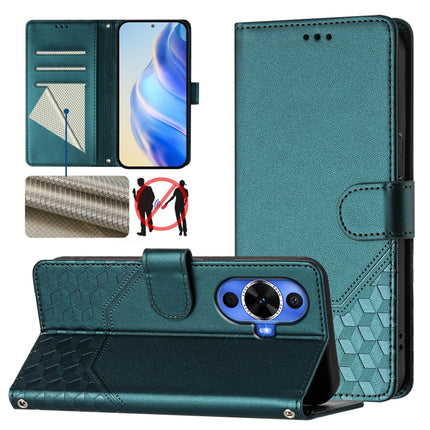 Honeycomb Embossing RFID Leather Phone Case, For Huawei nova 12i 4G, For Huawei nova 12S 4G, For Huawei Pura 70, For Huawei Mate 60 Pro / Mate 60 Pro+