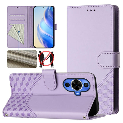 Honeycomb Embossing RFID Leather Phone Case, For Huawei nova 12i 4G, For Huawei nova 12S 4G, For Huawei Pura 70, For Huawei Mate 60 Pro / Mate 60 Pro+