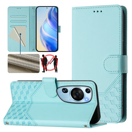 Honeycomb Embossing RFID Leather Phone Case, For Huawei Mate 60, For Huawei P60 Art, For Huawei P60 / P60 Pro, For Huawei nova Y90