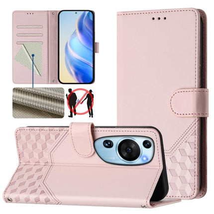 Honeycomb Embossing RFID Leather Phone Case, For Huawei Mate 60, For Huawei P60 Art, For Huawei P60 / P60 Pro, For Huawei nova Y90