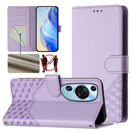 Honeycomb Embossing RFID Leather Phone Case, For Huawei Mate 60, For Huawei P60 Art, For Huawei P60 / P60 Pro, For Huawei nova Y90