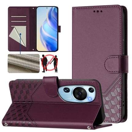 Honeycomb Embossing RFID Leather Phone Case, For Huawei Mate 60, For Huawei P60 Art, For Huawei P60 / P60 Pro, For Huawei nova Y90