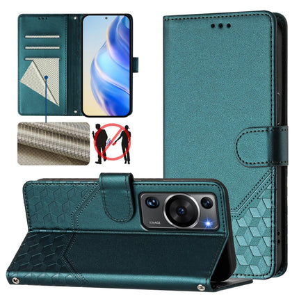Honeycomb Embossing RFID Leather Phone Case, For Huawei Mate 60, For Huawei P60 Art, For Huawei P60 / P60 Pro, For Huawei nova Y90