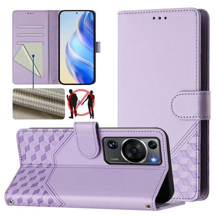 Honeycomb Embossing RFID Leather Phone Case, For Huawei Mate 60, For Huawei P60 Art, For Huawei P60 / P60 Pro, For Huawei nova Y90