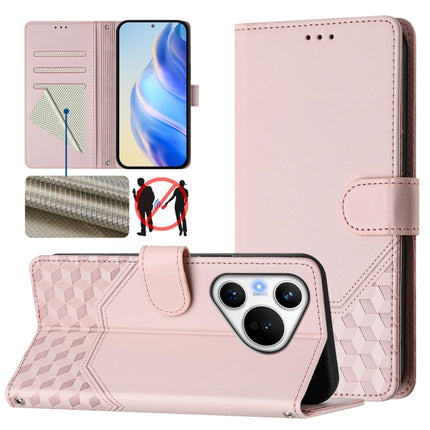 Honeycomb Embossing RFID Leather Phone Case, For Huawei nova 12i 4G, For Huawei nova 12S 4G, For Huawei Pura 70, For Huawei Mate 60 Pro / Mate 60 Pro+