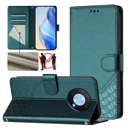 Honeycomb Embossing RFID Leather Phone Case, For Huawei Mate 60, For Huawei P60 Art, For Huawei P60 / P60 Pro, For Huawei nova Y90