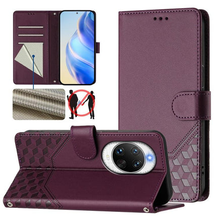 Honeycomb Embossing RFID Leather Phone Case, For Huawei Mate 70 Air, For Huawei Enjoy 80s, For Huawei nova 14 Ultra 5G, For Huawei nova 14 Pro 5G