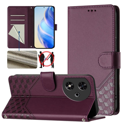 Honeycomb Embossing RFID Leather Phone Case, For Honor X6b, For Honor 200, For Honor 200 Pro, For Honor Play 50