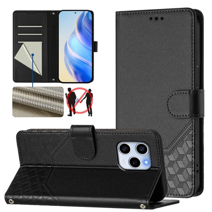 Honeycomb Embossing RFID Leather Phone Case, For Honor 70 Pro 5G, For Honor 70 5G, For Honor X8 4G / X30i 5G / Play 6T Pro 5G, For Honor 60 SE 5G