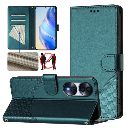 Honeycomb Embossing RFID Leather Phone Case, For Honor 70 Pro 5G, For Honor 70 5G, For Honor X8 4G / X30i 5G / Play 6T Pro 5G, For Honor 60 SE 5G