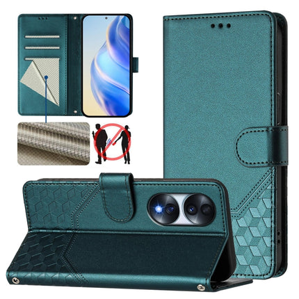 Honeycomb Embossing RFID Leather Phone Case, For Honor 70 Pro 5G, For Honor 70 5G, For Honor X8 4G / X30i 5G / Play 6T Pro 5G, For Honor 60 SE 5G