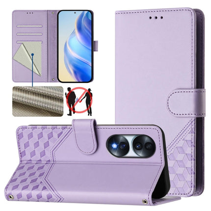 Honeycomb Embossing RFID Leather Phone Case, For Honor 70 Pro 5G, For Honor 70 5G, For Honor X8 4G / X30i 5G / Play 6T Pro 5G, For Honor 60 SE 5G