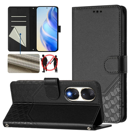 Honeycomb Embossing RFID Leather Phone Case, For Honor 90 5G, For Honor X7a 4G / Play 7T 5G, For Honor Magic5 Pro, For Honor X40 5G / X9a 5G / Magic5 Lite