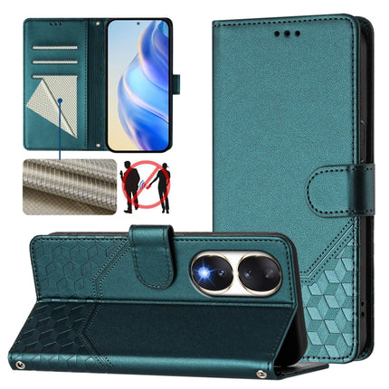 Honeycomb Embossing RFID Leather Phone Case, For Honor 90 5G, For Honor X7a 4G / Play 7T 5G, For Honor Magic5 Pro, For Honor X40 5G / X9a 5G / Magic5 Lite