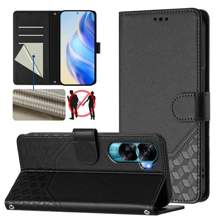 Honeycomb Embossing RFID Leather Phone Case, For Honor X8a / X8 5G / X6 4G / X6s 4G, For Honor 70 Lite 5G, For Honor 90 Lite 5G / X50i 5G, For Honor 90 Pro 5G