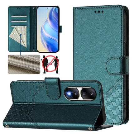 Honeycomb Embossing RFID Leather Phone Case, For Honor X8a / X8 5G / X6 4G / X6s 4G, For Honor 70 Lite 5G, For Honor 90 Lite 5G / X50i 5G, For Honor 90 Pro 5G