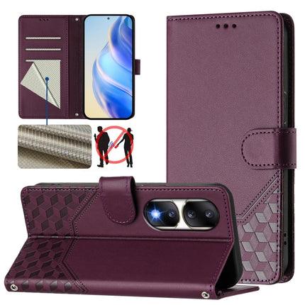Honeycomb Embossing RFID Leather Phone Case, For Honor X8a / X8 5G / X6 4G / X6s 4G, For Honor 70 Lite 5G, For Honor 90 Lite 5G / X50i 5G, For Honor 90 Pro 5G