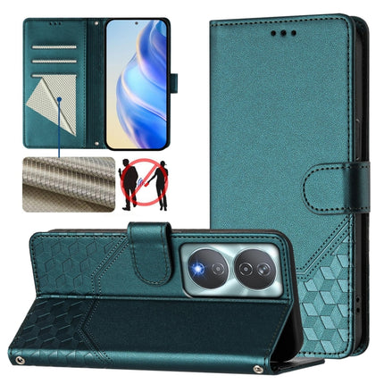 Honeycomb Embossing RFID Leather Phone Case, For Honor 200 Lite 5G Global, For Honor 90 Smart 5G / X7b 5G / 4G, For Honor Play 50 Plus 5G, For Honor Magic6 Pro 5G