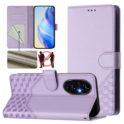 Honeycomb Embossing RFID Leather Phone Case, For Honor X6b, For Honor 200, For Honor 200 Pro, For Honor Play 50