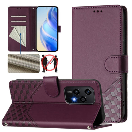 Honeycomb Embossing RFID Leather Phone Case, For Honor 200 Lite 5G Global, For Honor 90 Smart 5G / X7b 5G / 4G, For Honor Play 50 Plus 5G, For Honor Magic6 Pro 5G