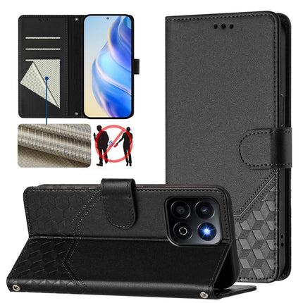 Honeycomb Embossing RFID Leather Phone Case, For Honor 300 Pro 5G / 300 Ultra 5G, For Honor 300 5G, For Honor X9c 5G, For Honor 200 Smart 5G