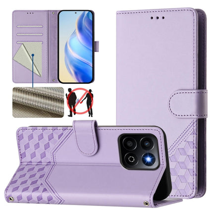 Honeycomb Embossing RFID Leather Phone Case, For Honor 300 Pro 5G / 300 Ultra 5G, For Honor 300 5G, For Honor X9c 5G, For Honor 200 Smart 5G