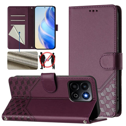 Honeycomb Embossing RFID Leather Phone Case, For Honor 300 Pro 5G / 300 Ultra 5G, For Honor 300 5G, For Honor X9c 5G, For Honor 200 Smart 5G