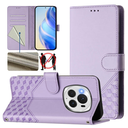 Honeycomb Embossing RFID Leather Phone Case, For Honor 200 Lite 5G Global, For Honor 90 Smart 5G / X7b 5G / 4G, For Honor Play 50 Plus 5G, For Honor Magic6 Pro 5G