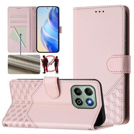 Honeycomb Embossing RFID Leather Phone Case, For Honor X6b, For Honor 200, For Honor 200 Pro, For Honor Play 50