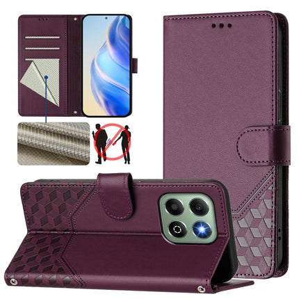 Honeycomb Embossing RFID Leather Phone Case, For Honor X6b, For Honor 200, For Honor 200 Pro, For Honor Play 50