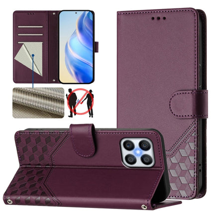 Honeycomb Embossing RFID Leather Phone Case, For Honor 70 Pro 5G, For Honor 70 5G, For Honor X8 4G / X30i 5G / Play 6T Pro 5G, For Honor 60 SE 5G