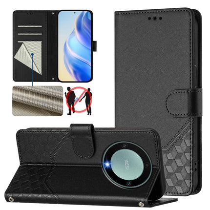 Honeycomb Embossing RFID Leather Phone Case, For Honor 90 5G, For Honor X7a 4G / Play 7T 5G, For Honor Magic5 Pro, For Honor X40 5G / X9a 5G / Magic5 Lite