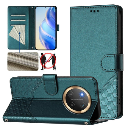 Honeycomb Embossing RFID Leather Phone Case, For Honor 300 Pro 5G / 300 Ultra 5G, For Honor 300 5G, For Honor X9c 5G, For Honor 200 Smart 5G