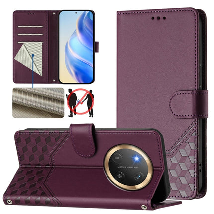 Honeycomb Embossing RFID Leather Phone Case, For Honor 300 Pro 5G / 300 Ultra 5G, For Honor 300 5G, For Honor X9c 5G, For Honor 200 Smart 5G