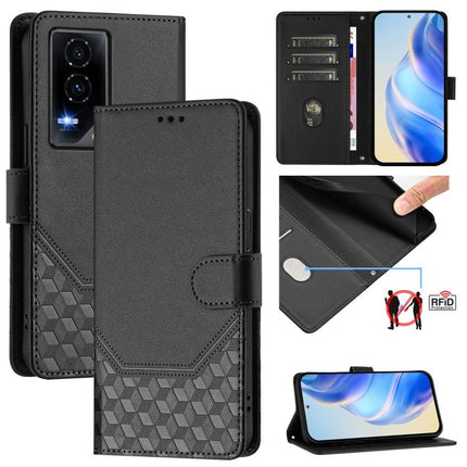 Honeycomb Embossing RFID Leather Phone Case, For Honor 400 Global 156.5mm, For Honor X8c 4G, For Honor GT, For Honor X9c Smart 5G