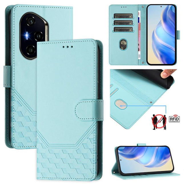 Honeycomb Embossing RFID Leather Phone Case, For Honor 300 Pro 5G / 300 Ultra 5G, For Honor 300 5G, For Honor X9c 5G, For Honor 200 Smart 5G